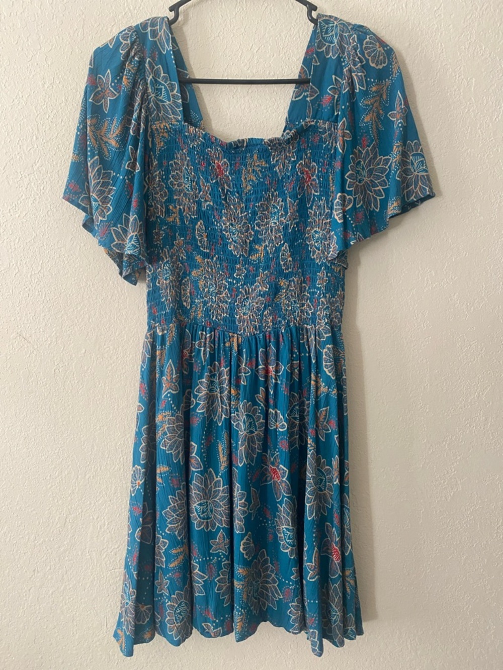 Angie Teal Floral V-Neck Mini Dress - Picture 9 of 10